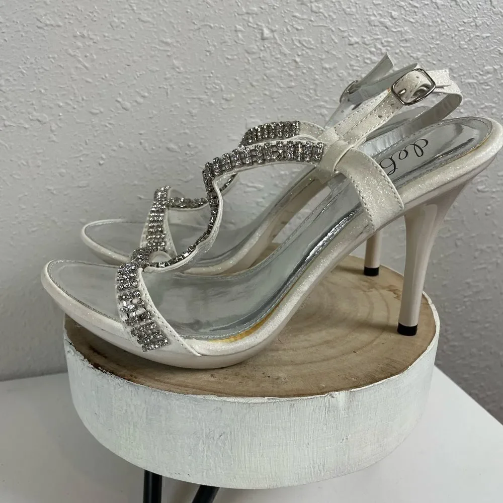 NIB Deb Bedazzled Rhinestone Strappy Heels Size 8